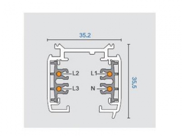 4 Wire 3 Circuit Track, Track Lighting Parts, Aluminum Extrusion