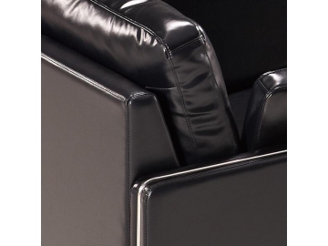 Reception Black Leather Sofa