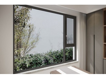 Aluminum Casement Window with Flyscreen, Outward Opening, GD90A