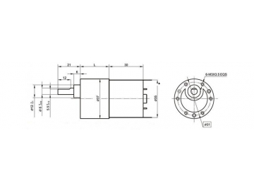 37JB6K/35ZY30 Permanent Magnet DC Gear Motor