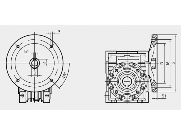 NMRV Worm Gear Speed Reducer Connection Dimension