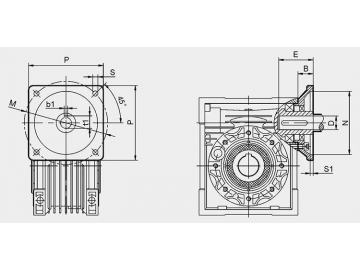 NMRV Worm Gear Speed Reducer Connection Dimension