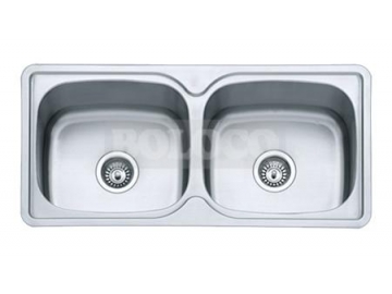 BL-814 Satin Finish Double Bowl Stainless Steel Kitchen Sink