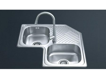 BL-866 Double Bowl Stainless Steel Corner Kitchen Sink