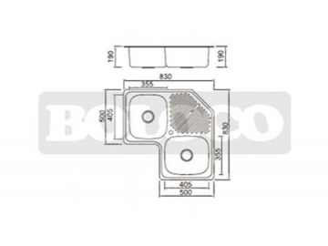 BL-866 Double Bowl Stainless Steel Corner Kitchen Sink