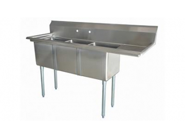 Three Compartment Stainless Steel Sink