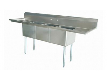 Three Compartment Stainless Steel Sink