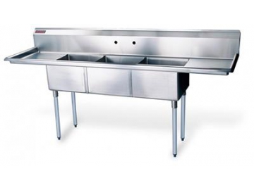 Three Compartment Stainless Steel Sink