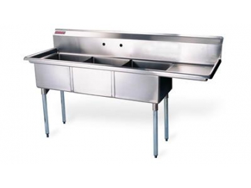 Three Compartment Stainless Steel Sink