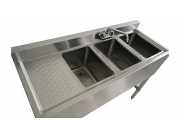 Three Bowl Stainless Steel Bar Sink