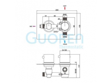 Copper Cartridge Thermostatic Concealed Shower Valve