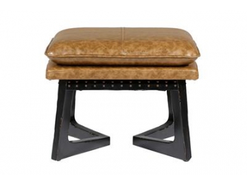 Solid Wood Frame Leather Foot Stool