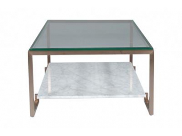 Double Layer Glass and Marble Top Coffee Table