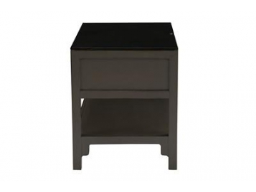 Black Glass Top Wood Nightstand