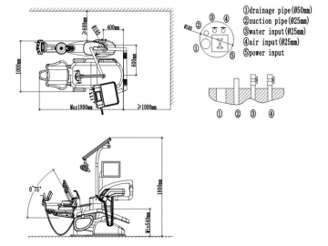 A6800 Dental Chair Unit  (electric dental chair, handpiece, patient monitor, LED light)