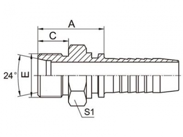 10411 Metric Straight Male 24° Cone Fittings with O Ring, Light Duty Series