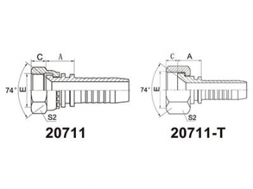 20711 Metric Female 74° Cone Seal Hydraulic Fittings