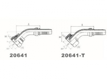 20641 45° Elbow Male Metric Fittings, 60° Cone Seat