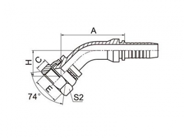 20741 Metric 45° Elbow Female Fittings, 74° Cone Seat