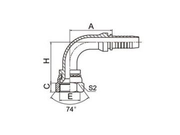 20791 Metric 90° Elbow Female Fittings, 74° Cone Seat