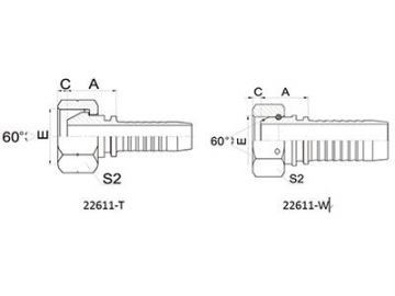 22611(T)(W) BSP Female Fittings 60° Cone