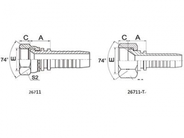 26711(T) JIC Straight Female 74° Cone Fittings