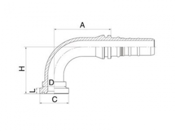 87693 SAE 6000PSI Flange, 90° Elbow