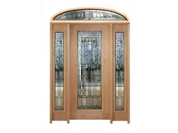 Wood Frame Stained Glass Door