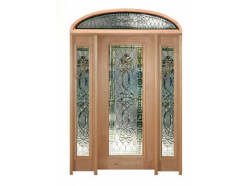 Wood Frame Stained Glass Door