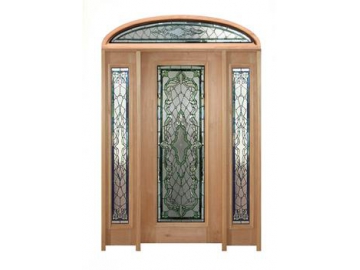 Wood Frame Stained Glass Door