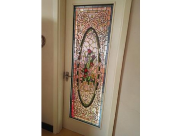 Wood Frame Stained Glass Door