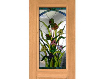 Wood Frame Stained Glass Door