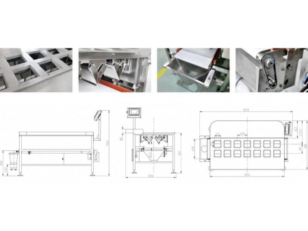 Semi-Automatic Packing Line (manual operation),with 14 heads weigher, Inclined feeding conveyor