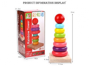 Educational Wooden Rainbow Tower Stacking Block Toys