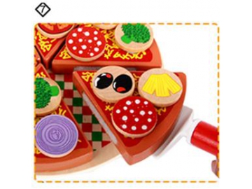 Kid Wooden Pizza Toy Cutting