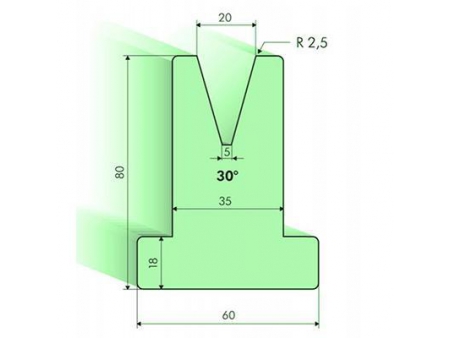 30° T-dies, H=80mm, Amada Press Brake Tooling