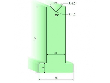 85° T-dies, H=120mm, Amada Press Brake Tooling