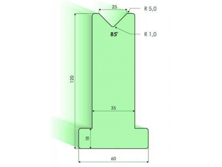 85° T-dies, H=120mm, Amada Press Brake Tooling