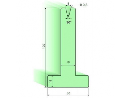 30° T-dies, H=120mm, Amada Press Brake Tooling