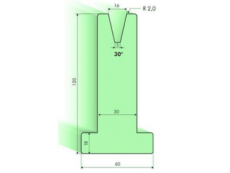 30° T-dies, H=120mm, Amada Press Brake Tooling