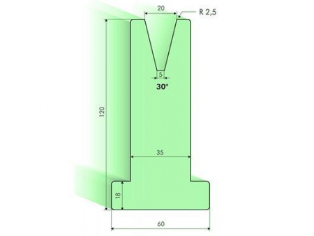 30° T-dies, H=120mm, Amada Press Brake Tooling