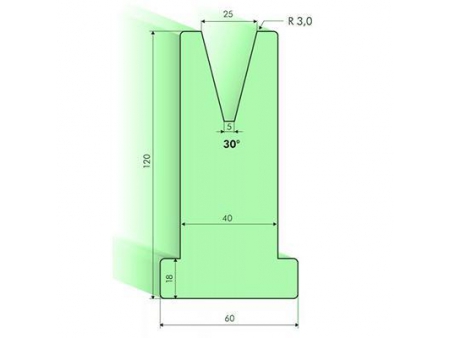 30° T-dies, H=120mm, Amada Press Brake Tooling