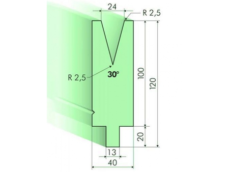 30° Dies, H=100mm, Amada Press Brake Tooling