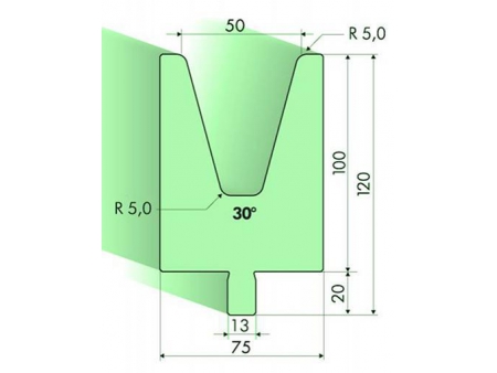 30° Dies, H=100mm, Amada Press Brake Tooling