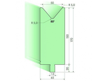 80° Dies, H=150mm, Amada Press Brake Tooling