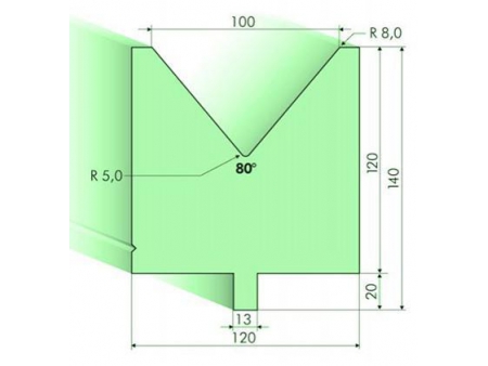 80° Dies, H=120mm, Amada Press Brake Tooling