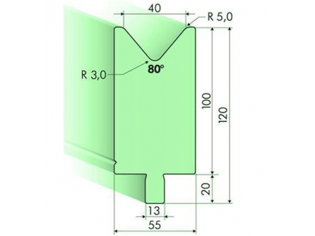 80° Dies, H=100mm, Amada Press Brake Tooling