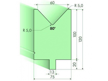 80° Dies, H=100mm, Amada Press Brake Tooling