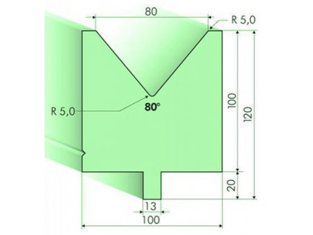 80° Dies, H=100mm, Amada Press Brake Tooling