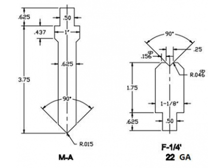90° Forming Punches and Die Sets, Amada Press Brake Tooling